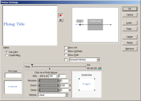 Screenshot of Motion Settings