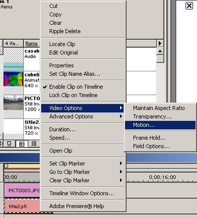 Screenshot of dropdown menu